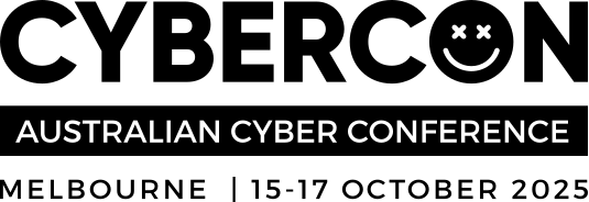 CYBERCON Australian Cyber Conference logo with event details: Melbourne, 15-17 October 2025. The letter "O" in "CYBERCON" features a smiley face. Spot Memcyco at CyberCon Australia 2025 for cutting-edge cybersecurity insights!.